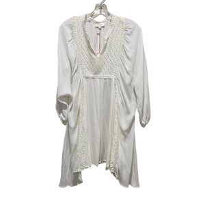 Umgee Lace Peasant Babydoll Tunic Off White Women’s Size Medium NWT